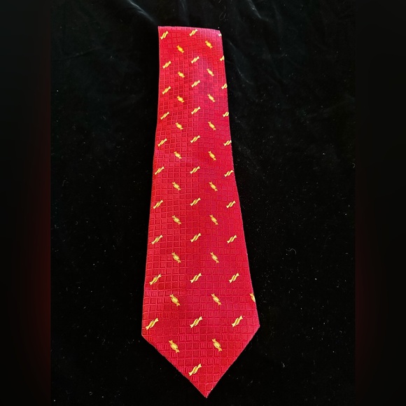 NWT Tesoro Rosso Uoma Moda Handmade Red Silk Tie - Picture 4 of 7